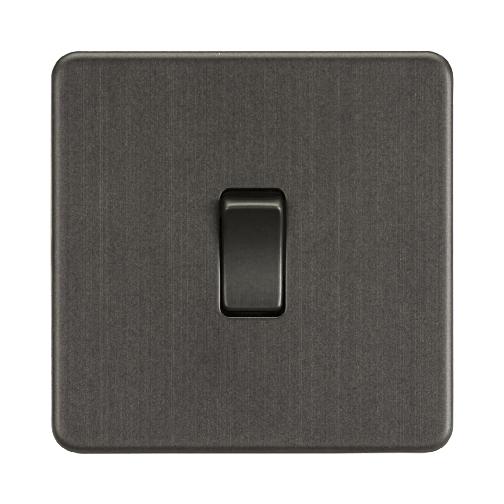 Smoked Bronze Light Switch (1G 2-way) by Knightsbridge with Screwless flat plate rated 10AX