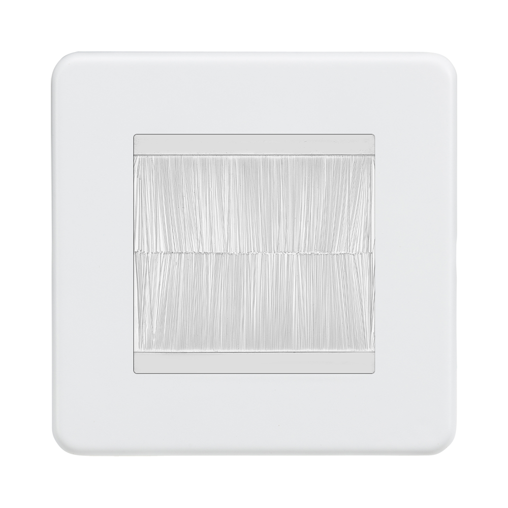Matt White 2G Brush Cable Outlet by Knightsbridge with Cable Outlet