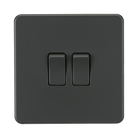 Anthracite Light Switch (2G 2-way) by Knightsbridge with Screwless flat plate rated 10AX