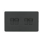 Anthracite Light Switch (4G 2-way) by Knightsbridge with Screwless flat plate rated 10AX