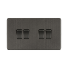 Smoked Bronze Light Switch (4G 2-way) by Knightsbridge with Screwless flat plate rated 10AX