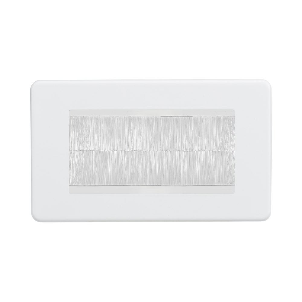 Matt White 4G Brush Cable Outlet by Knightsbridge with Cable Outlet