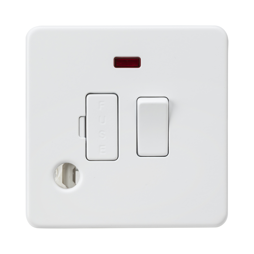 Matt White Fused Spur by Knightsbridge with Flex Outlet rated 13A