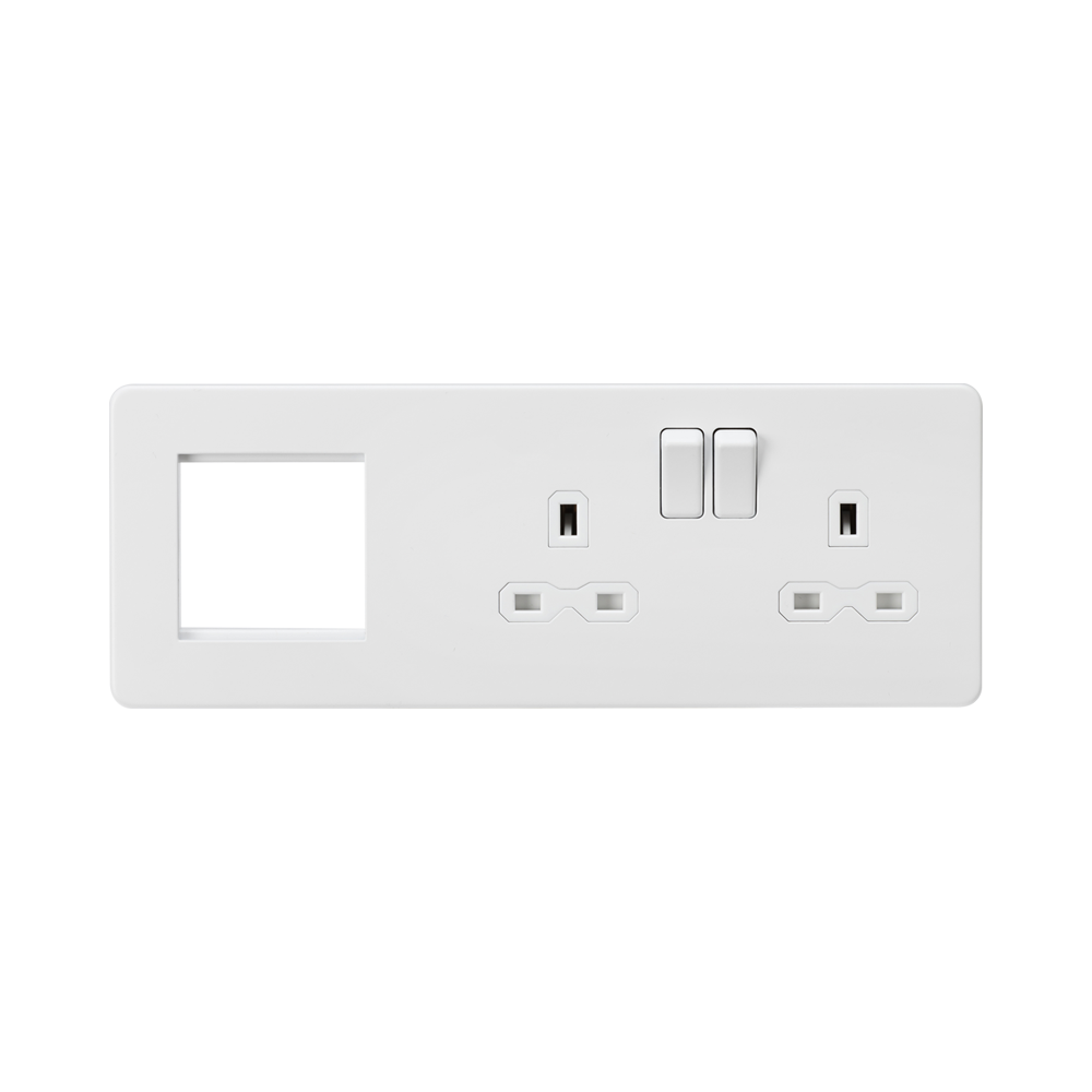 Matt White Combination Plate by Knightsbridge with Euro Compatible rated 13A
