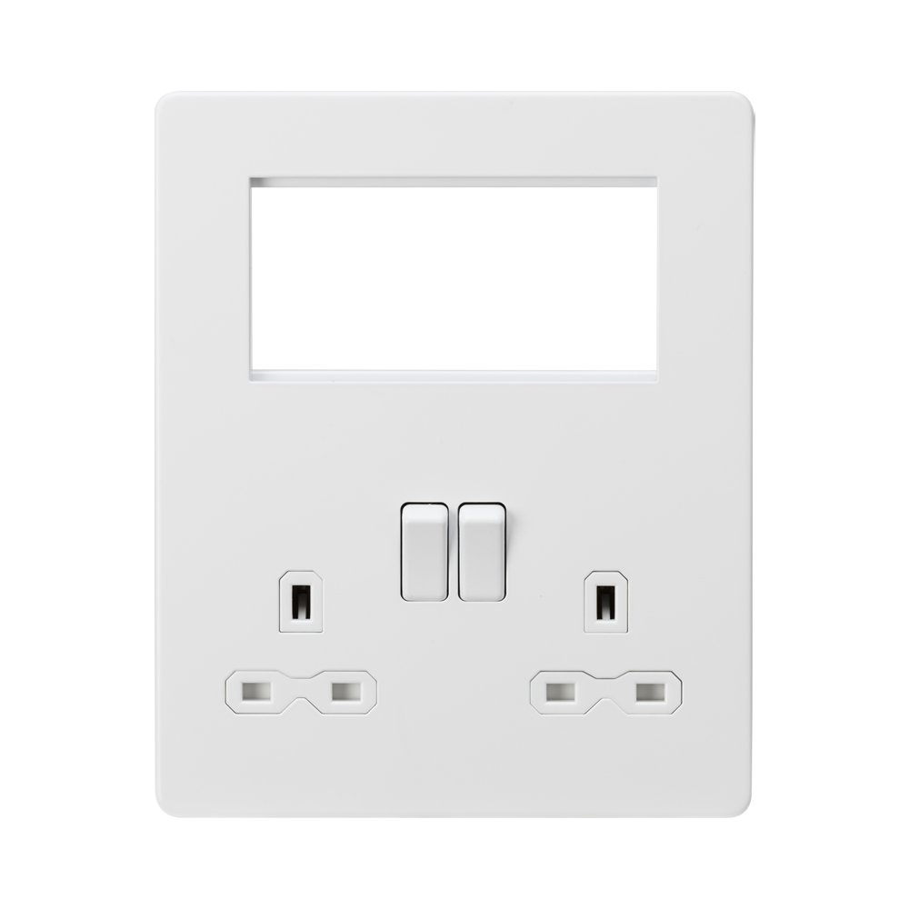 Matt White Sinlgle Multimedia Combination Plate by Knightsbridge with Euro Compatible rated 13A
