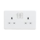 Matt White Double Socket by Knightsbridge with Double Pole Switches rated 13A