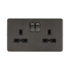 Smoked Bronze Double Socket by Knightsbridge with Double Pole Switches rated 13A