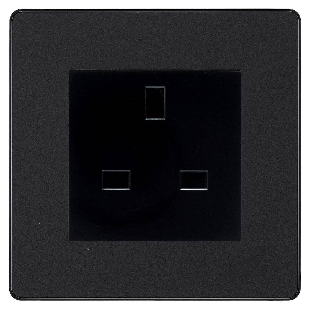 Evolve Polycarbonate Matt Black 13A Unswitched Socket PCDMB13AUSSB - The Switch Depot