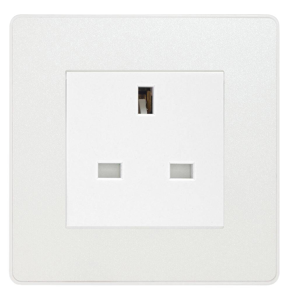 Evolve Polycarbonate Pearlescent White 13A Unswitched Socket PCDCL13AUSSW - The Switch Depot