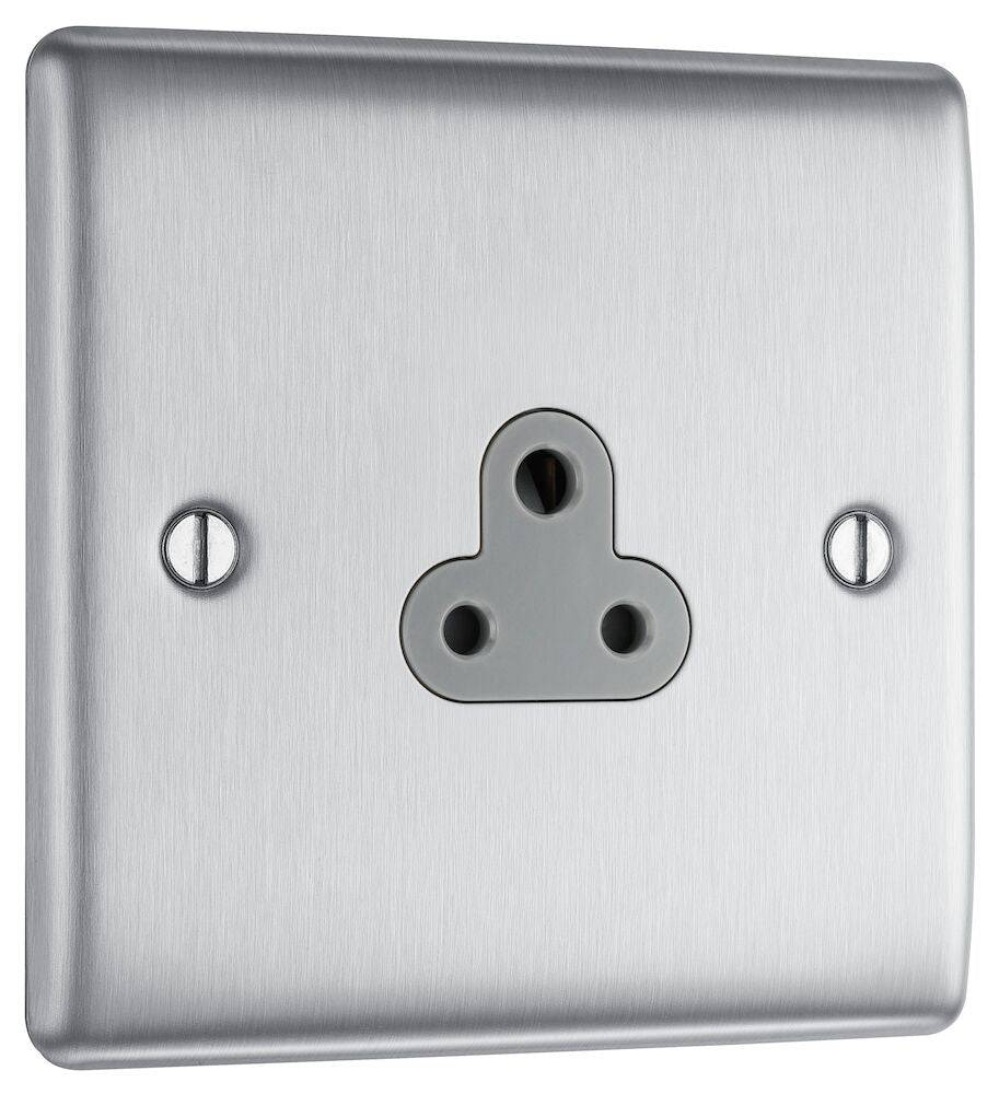 Nexus Metal Brushed Steel 2A Unswitched Socket NBS28G - The Switch Depot