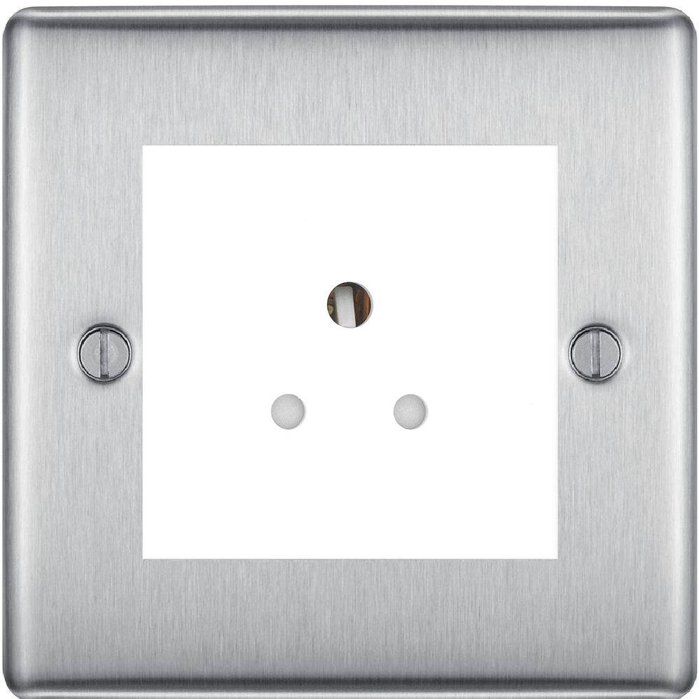 Nexus Metal Brushed Steel 2A Unswitched Socket NBS28MW - The Switch Depot