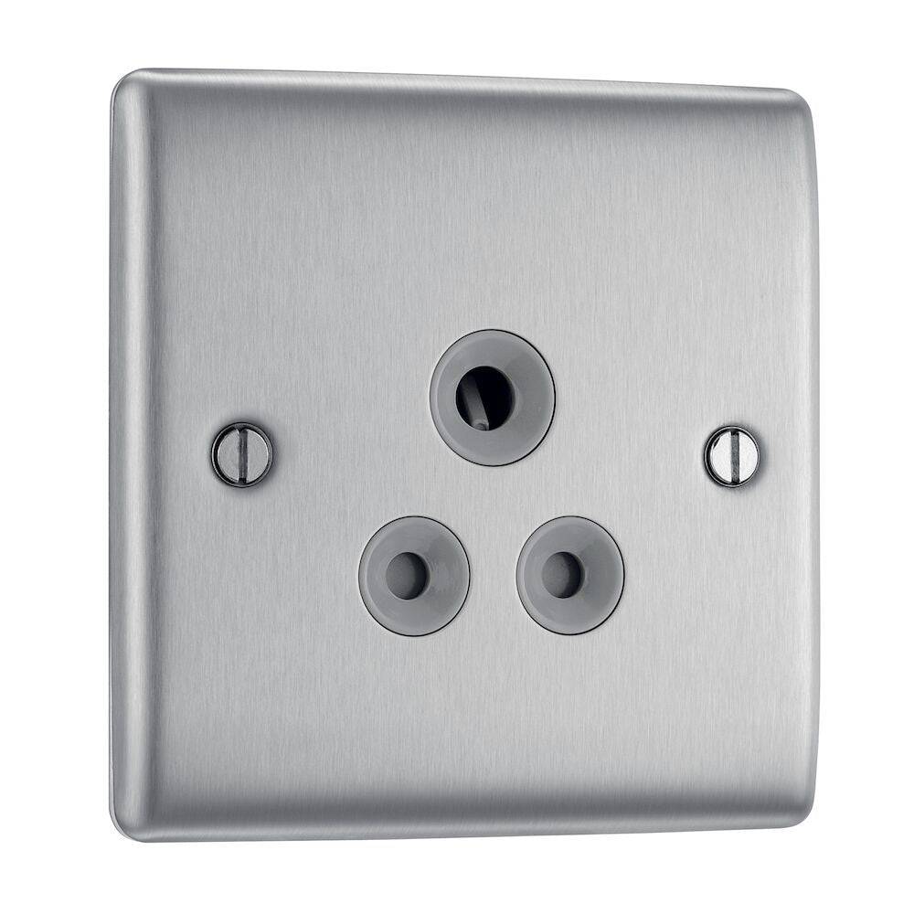 Nexus Metal Brushed Steel 5A Unswitched Socket NBS29G - The Switch Depot
