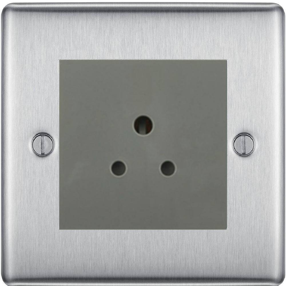 Nexus Metal Brushed Steel 5A Unswitched Socket NBS29MG - The Switch Depot