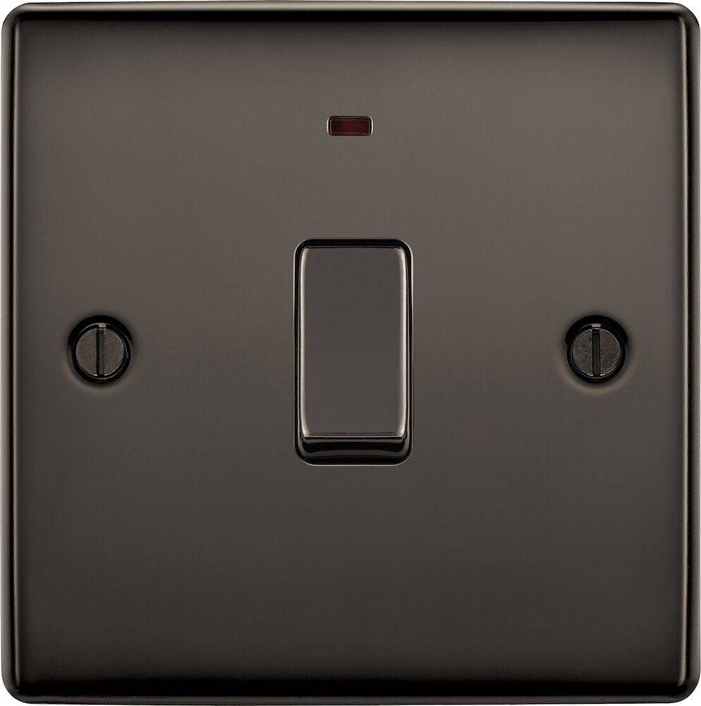 Nexus Metal Black Nickel 20A Double Pole Switch with Neon NBN31 - The Switch Depot