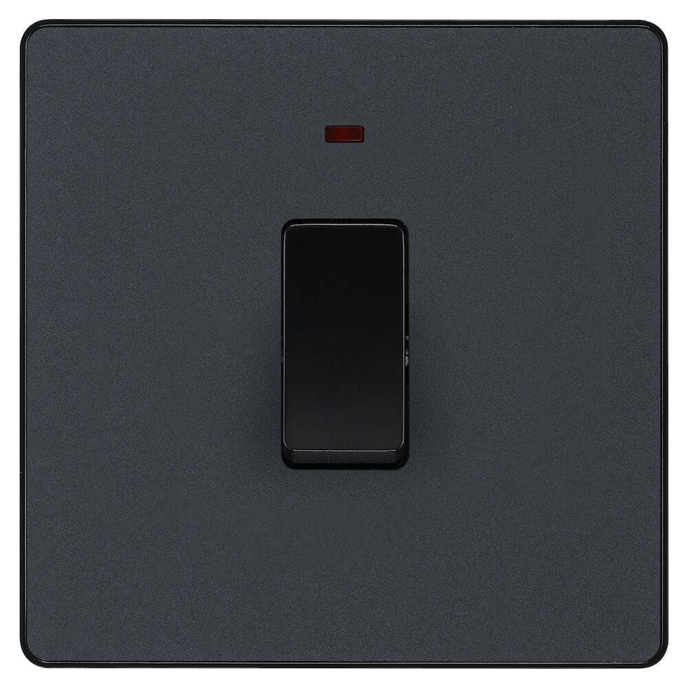 Evolve Polycarbonate Matt Grey 20A Double Pole Switch with Neon PCDMG31B - The Switch Depot