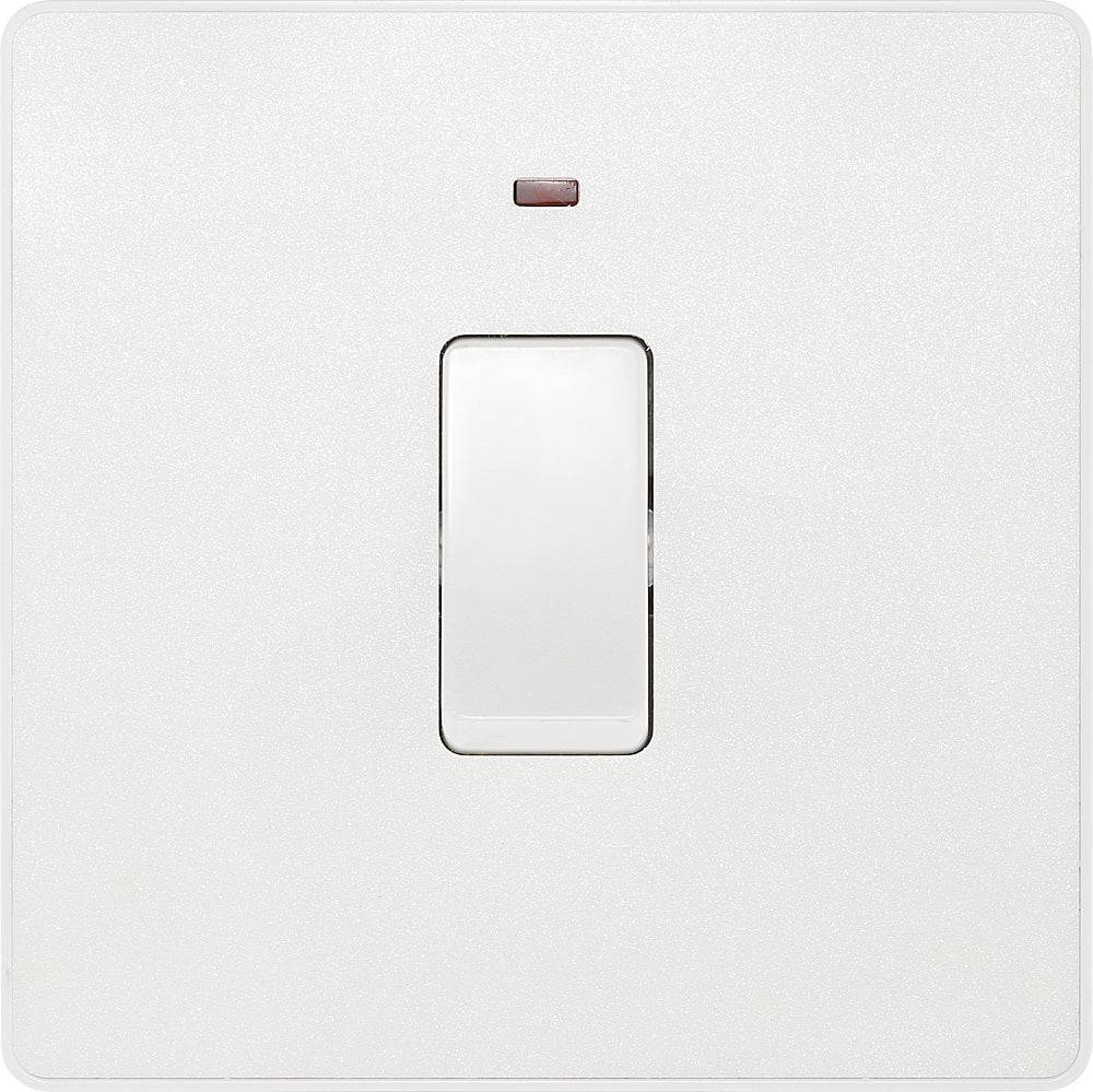 Evolve Polycarbonate Pearlescent White 20A Double Pole Switch with Neon PCDCL31W - The Switch Depot