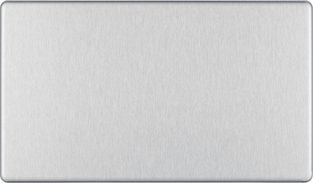 BG Screwless Brushed Steel Double Blank Plate FBS95 - The Switch Depot