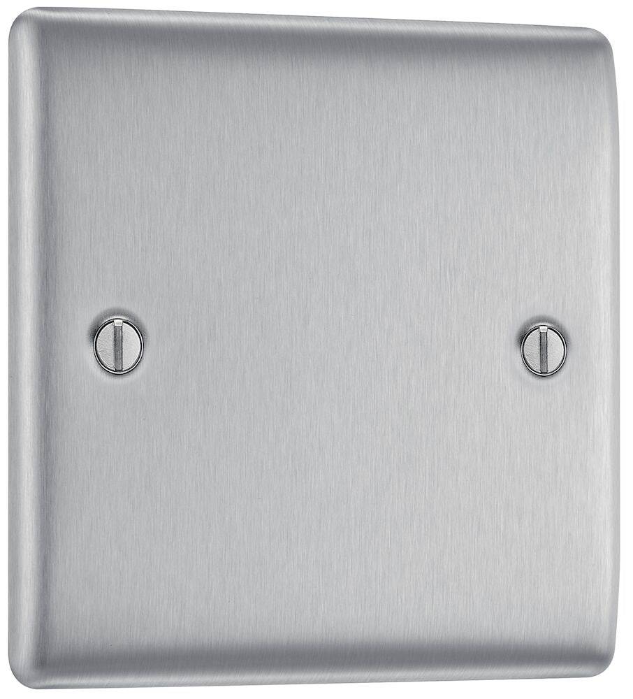 Nexus Metal Brushed Steel Single Blank Plate NBS94 - The Switch Depot