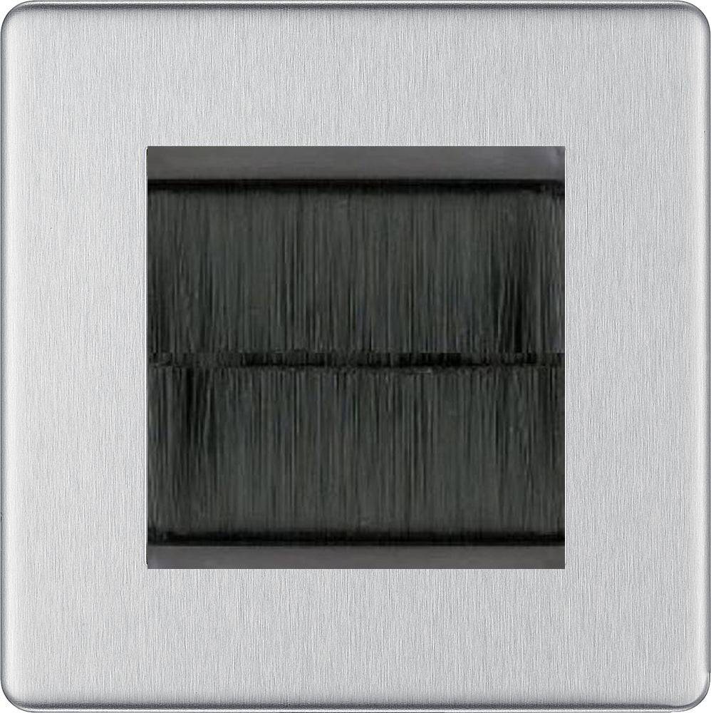BG Screwless Brushed Steel 2G Cable Brush Outlet FBSEMS2BR - The Switch Depot