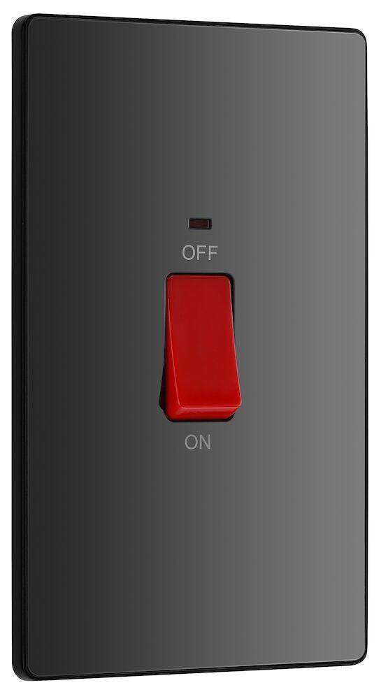 Evolve Polycarbonate Black Chrome 45A Cooker Switch with Neon PCDBC72B - The Switch Depot