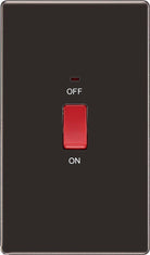 BG Screwless Black Nickel 45A Cooker Switch with Neon FBN72 - The Switch Depot