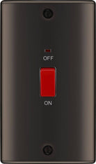 Nexus Metal Black Nickel 45A Double Pole Switch with Neon NBN72 - The Switch Depot