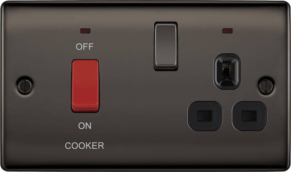 Nexus Metal Black Nickel Cooker Switch with 13A Socket NBN70B | The ...