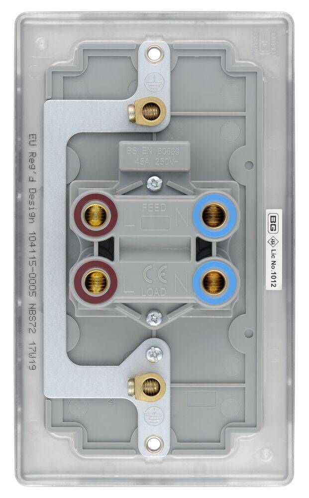 Nexus Metal Brushed Steel 45A Cooker Switch with Neon NBS72 - The Switch Depot