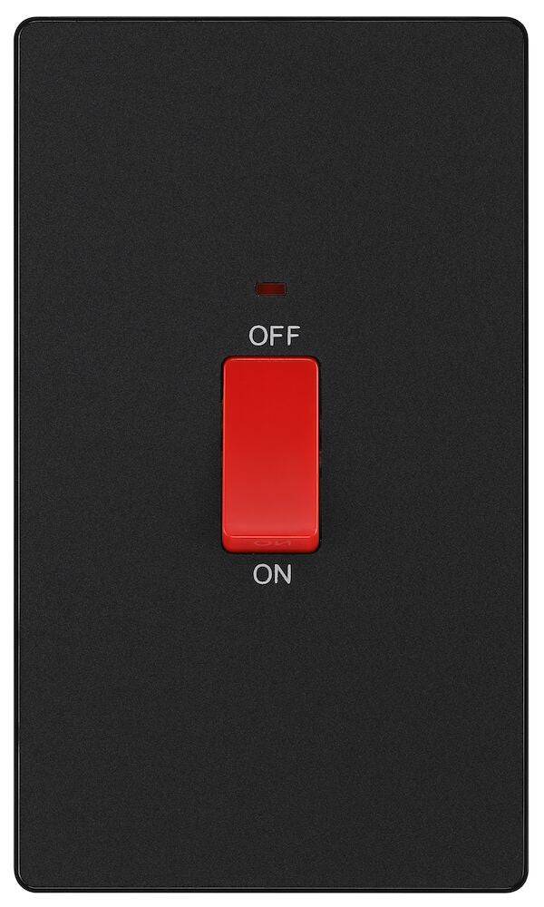 Evolve Polycarbonate Matt Black 45A Cooker Switch with Neon PCDMB72B - The Switch Depot