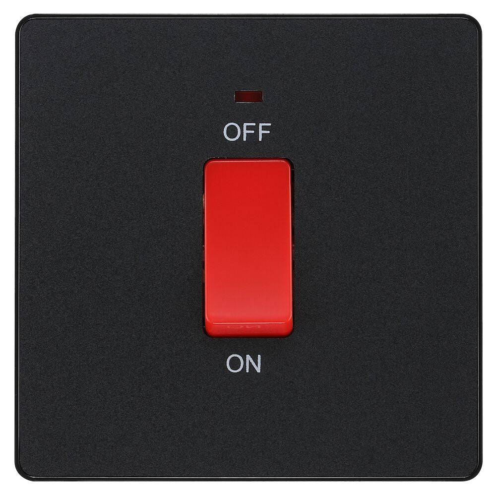 BG Evolve Polycarbonate Matt Black 45A Cooker Switch with Neon PCDMB74B ...