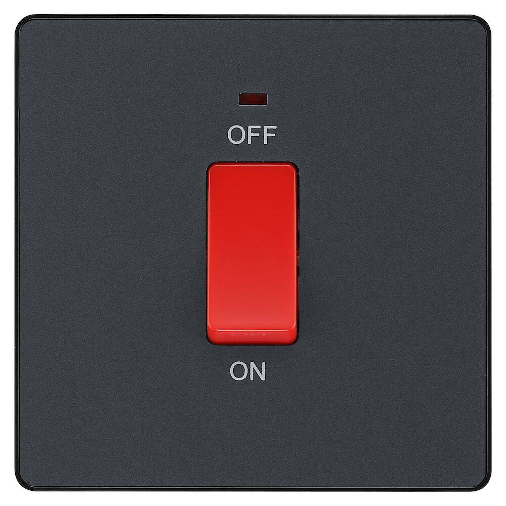 Evolve Polycarbonate Matt Grey 45A Cooker Switch with Neon PCDMG74B - The Switch Depot