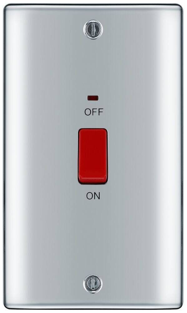 Nexus Metal Polished Chrome 45A Double Pole Switch with Neon NPC72 - The Switch Depot