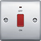 Nexus Metal Polished Chrome 45A Double Pole Switch with Neon NPC74 - The Switch Depot
