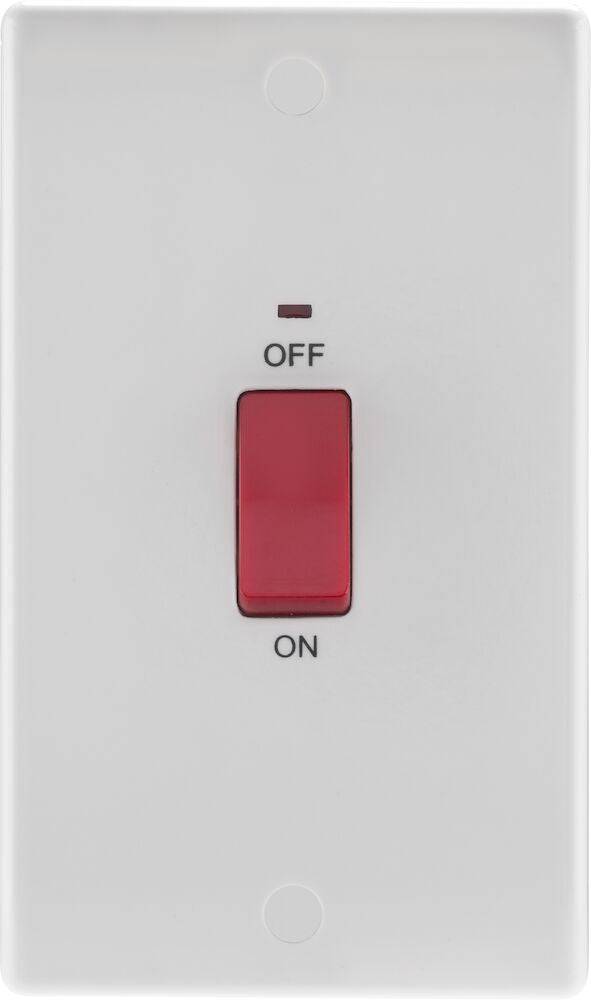 BG Moulded White PVC 45A Cooker Switch with Neon 872 - The Switch Depot