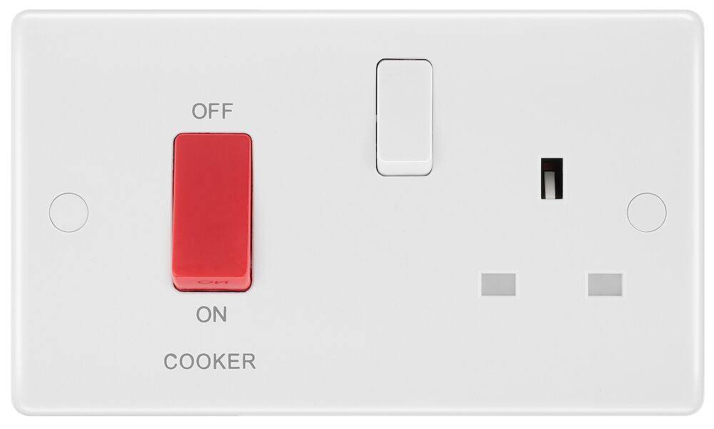 BG Moulded White PVC Cooker Switch with 13A Socket 871 - The Switch Depot