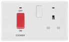 BG Moulded White PVC Cooker Switch with 13A Socket and Neon 870 - The Switch Depot