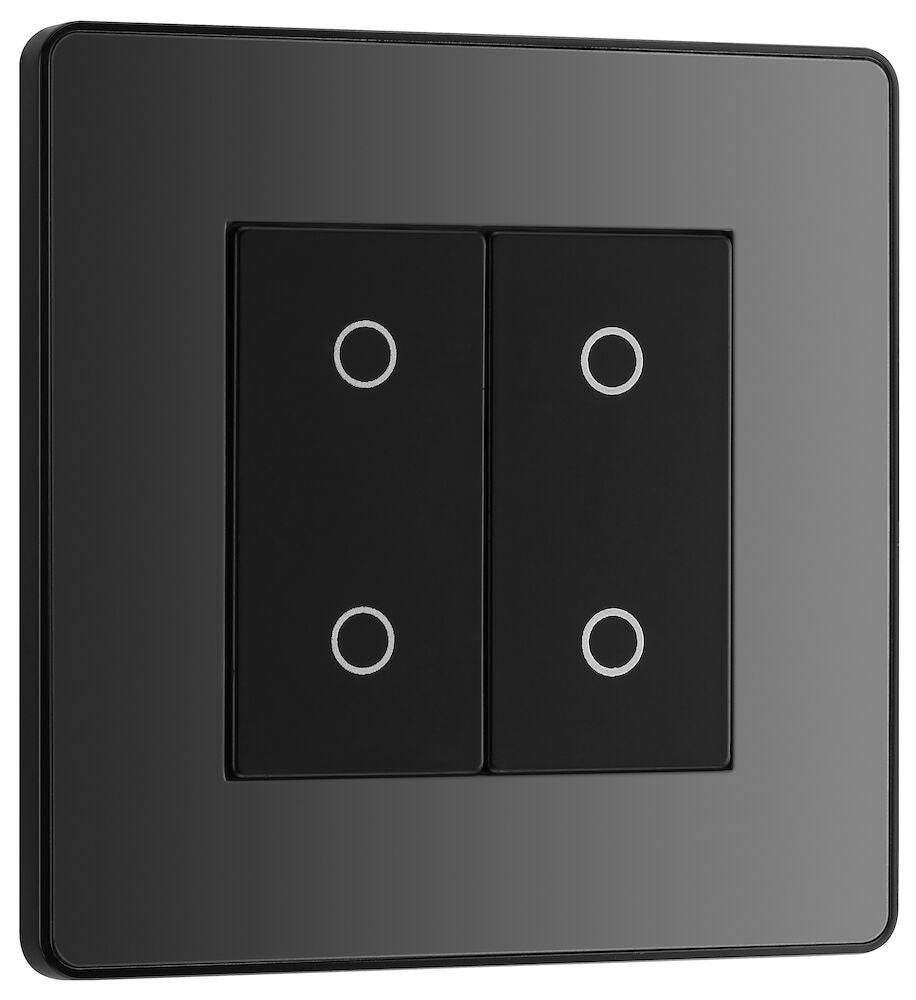 Evolve Polycarbonate Black Chrome Double Master Touch Dimmer Switch PCDBCTDM2B - The Switch Depot