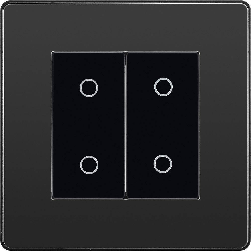 Evolve Polycarbonate Black Chrome Double Secondary Touch Dimmer Switch PCDBCTDS2B - The Switch Depot