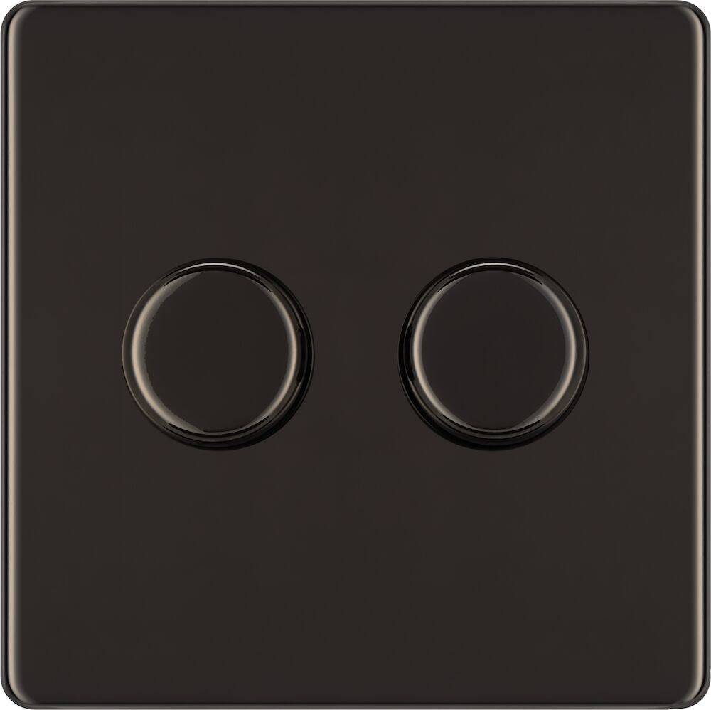 BG Screwless Black Nickel 2G Dimmer Switch FBN82 - The Switch Depot