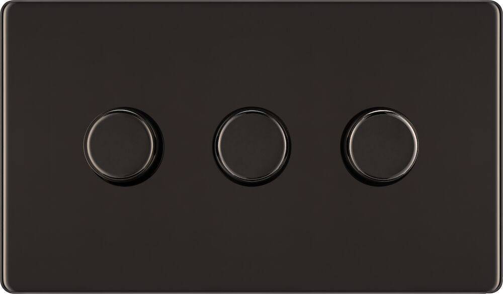 BG Screwless Black Nickel 3G Dimmer Switch FBN83 - The Switch Depot