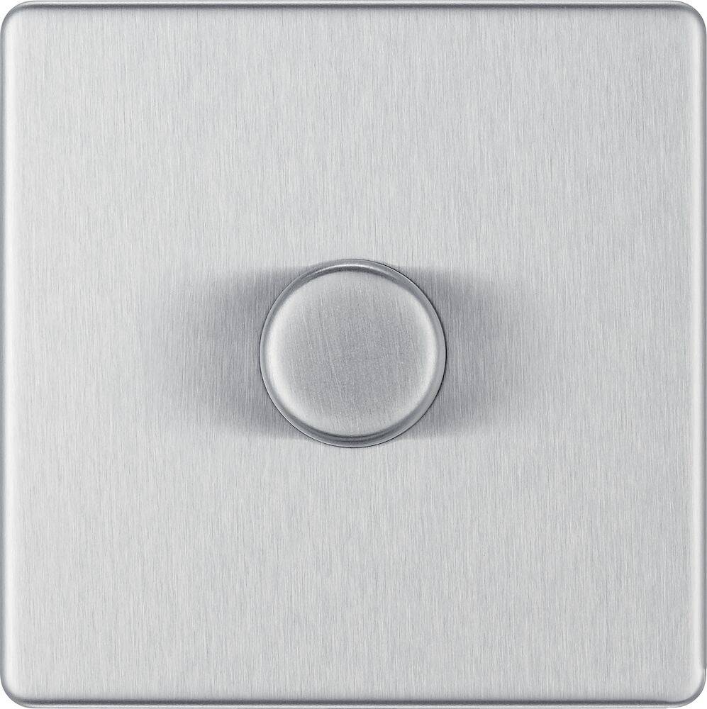 BG Screwless Brushed Steel 1G Dimmer Switch FBS81 - The Switch Depot