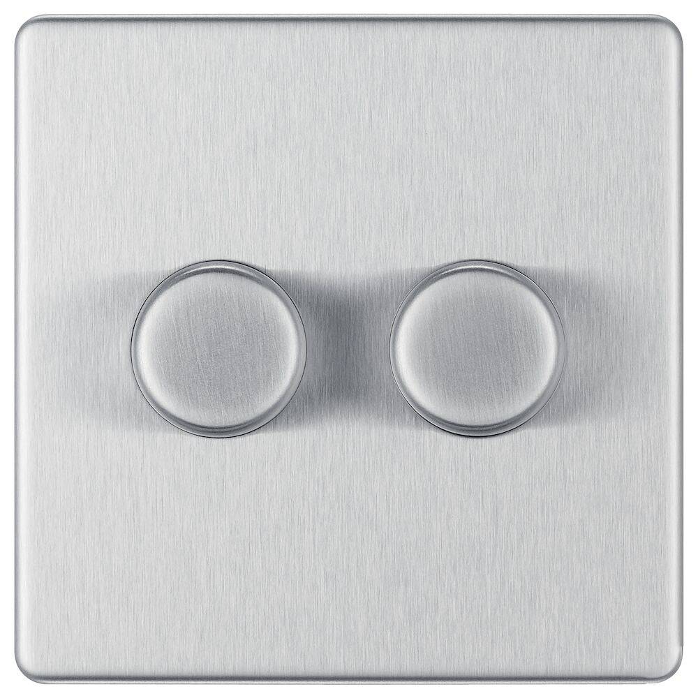 BG Screwless Brushed Steel 2G Dimmer Switch FBS82 - The Switch Depot