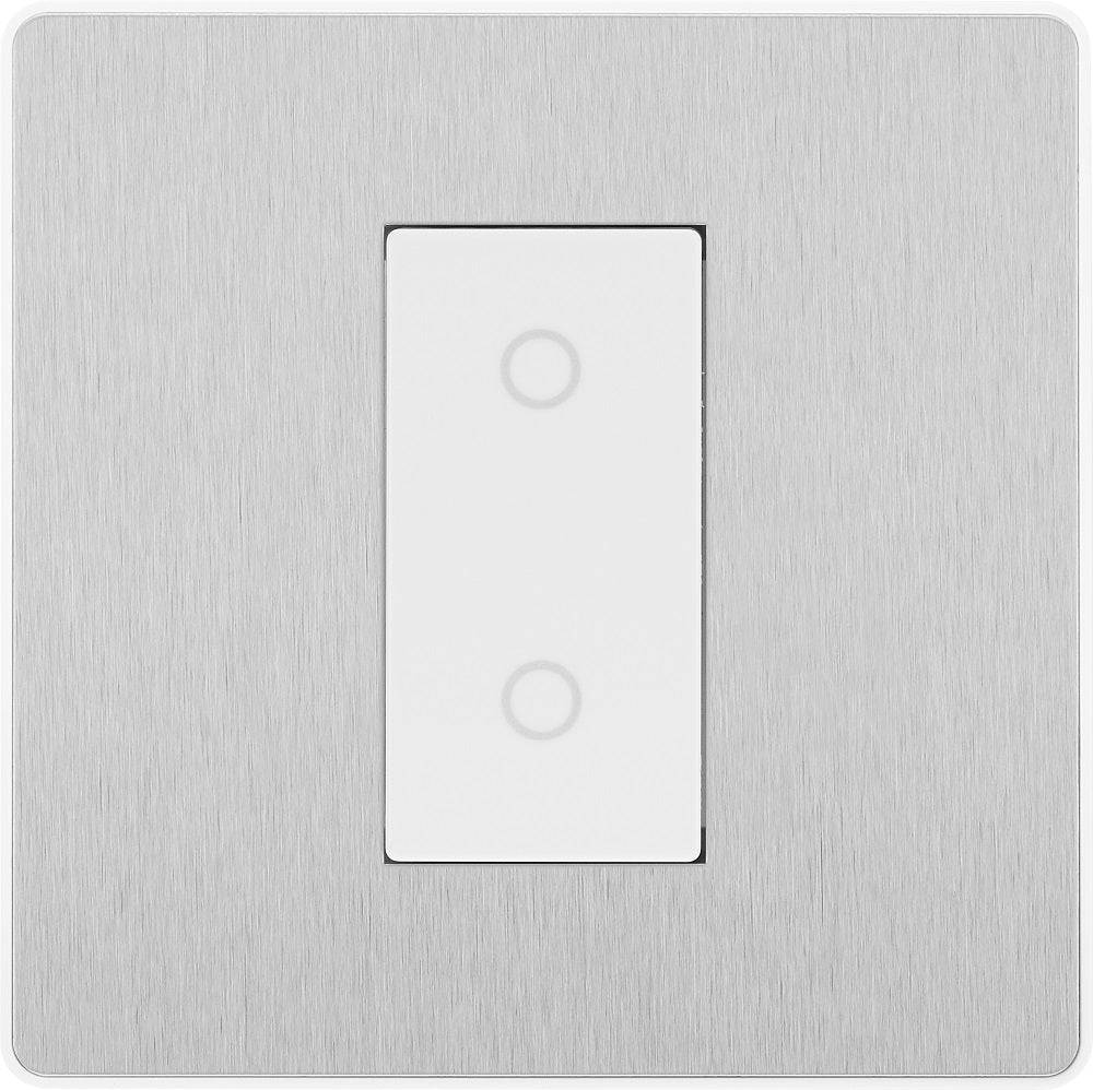 Evolve Polycarbonate Brushed Steel Single Master Touch Dimmer Switch PCDBSTDM1W - The Switch Depot
