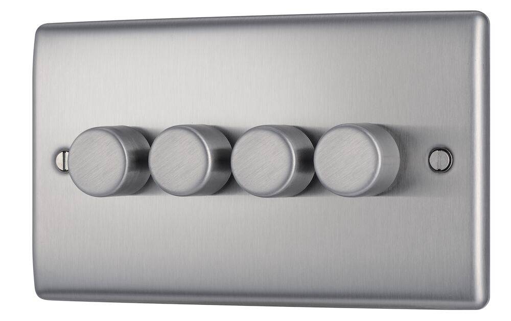 Nexus Metal Brushed Steel 4G Dimmer Switch NBS84 - The Switch Depot