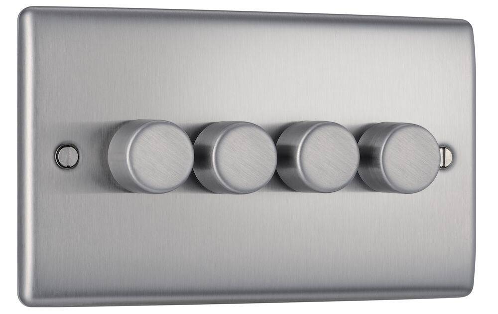 Nexus Metal Brushed Steel 4G Dimmer Switch NBS84 - The Switch Depot