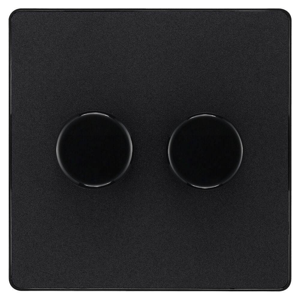 Evolve Polycarbonate Matt Black 2G Dimmer Switch PCDMB82B - The Switch Depot