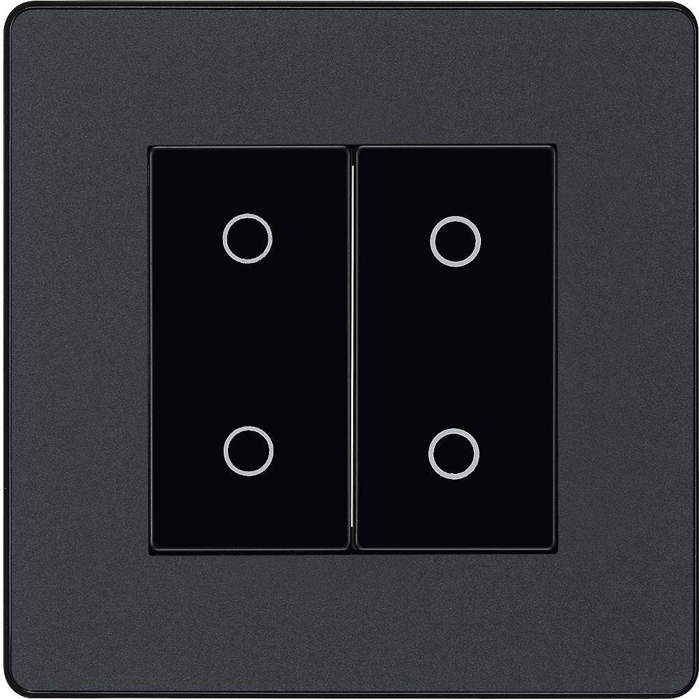 Evolve Polycarbonate Matt Grey Double Master Touch Dimmer Switch PCDMGTDM2B - The Switch Depot