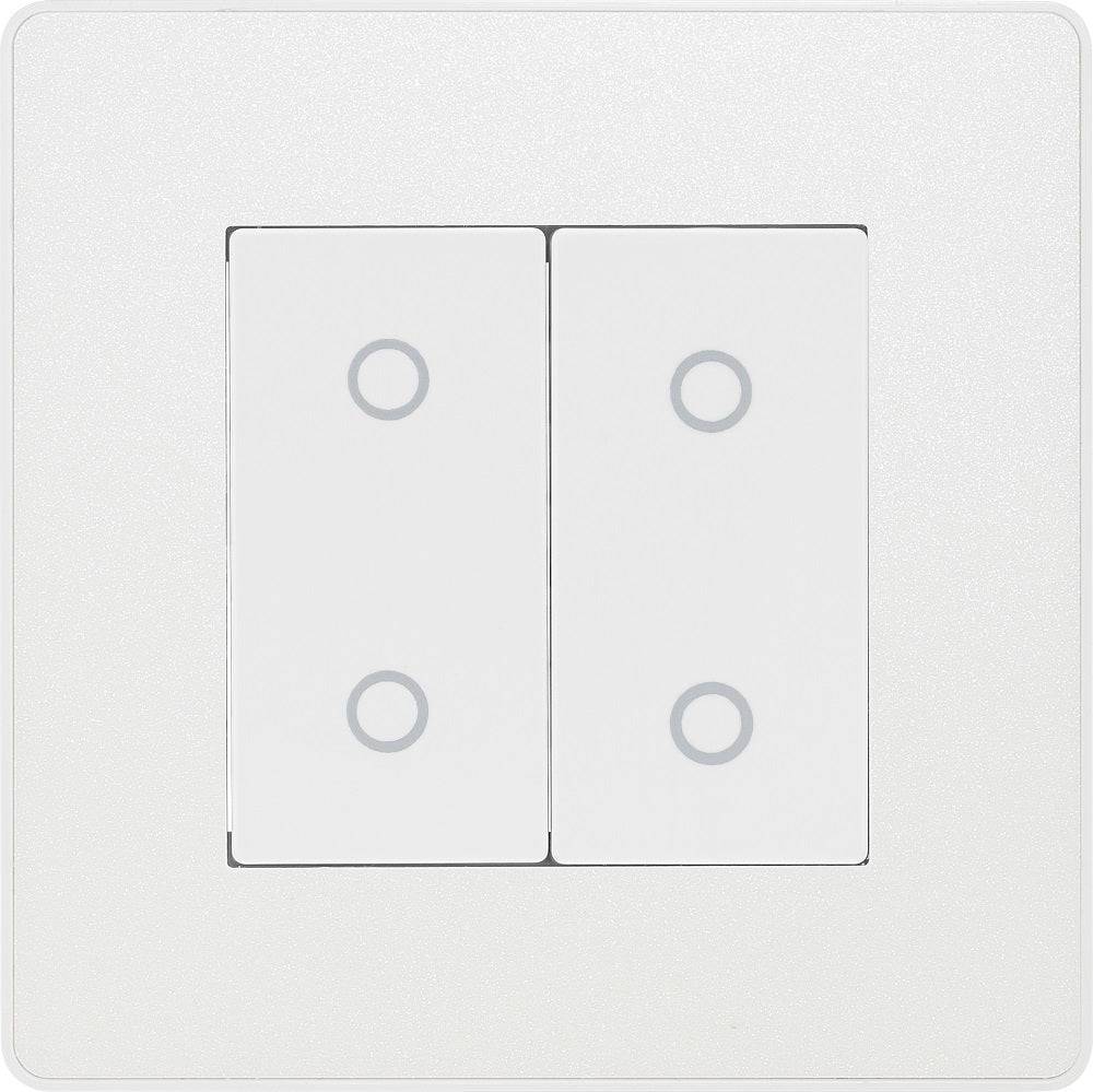 Evolve Polycarbonate Pearlescent White Double Master Touch Dimmer Switch PCDCLTDM2W - The Switch Depot