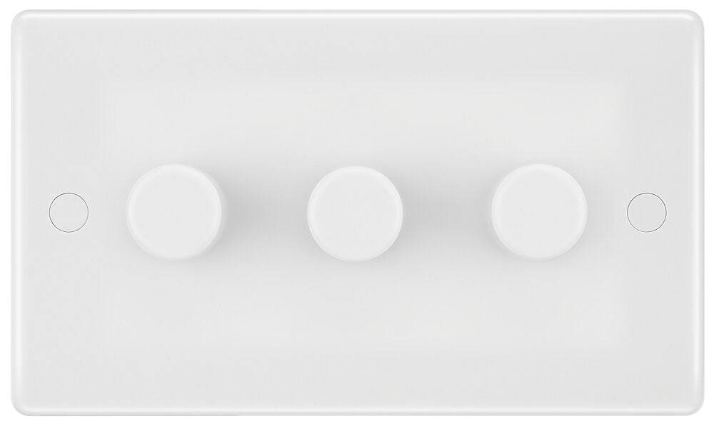 BG Moulded White PVC 3G Dimmer Switch 883 - The Switch Depot