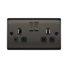 Nexus Metal Black Nickel Double Socket NBN22B - The Switch Depot